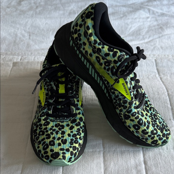 Brooks Shoes - Brooks Green Leopard Print Running Shoes with Black Accents